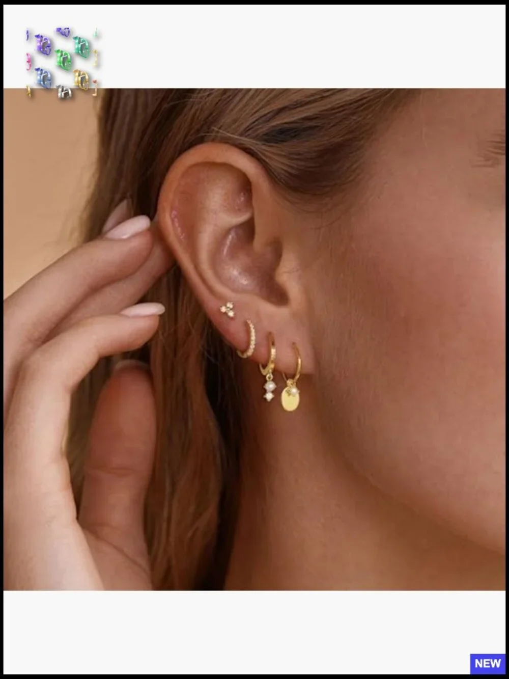 14K Gold Plated Huggie Earrings Stack Set Trendy Dangle Hoop Earrings